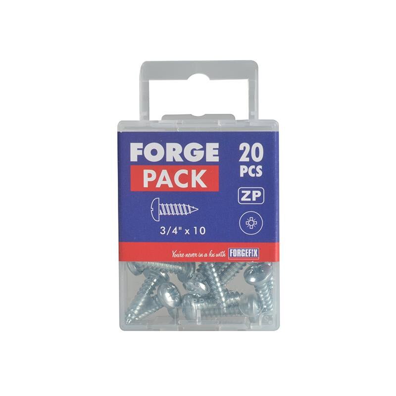 Forgefix Self-Tapping Screw Pozi Compatible Pan Head ZP 3/4in x 10 ForgePack 20 - FORFPS3410Z - Image 2