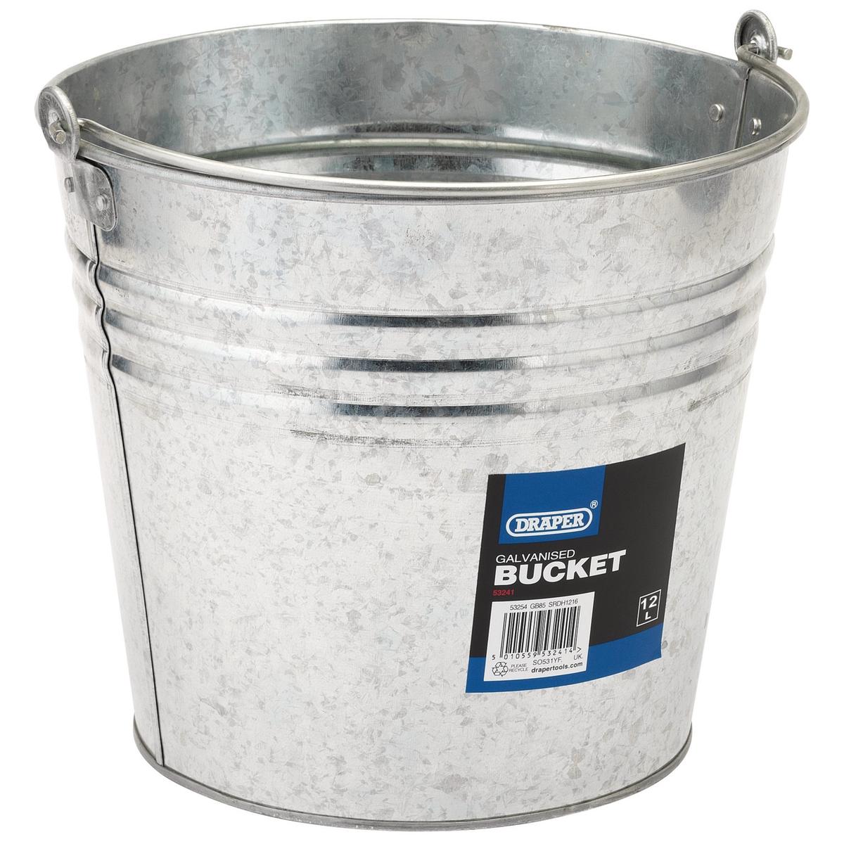 Draper 12L Galvanised Steel Bucket - Image 1