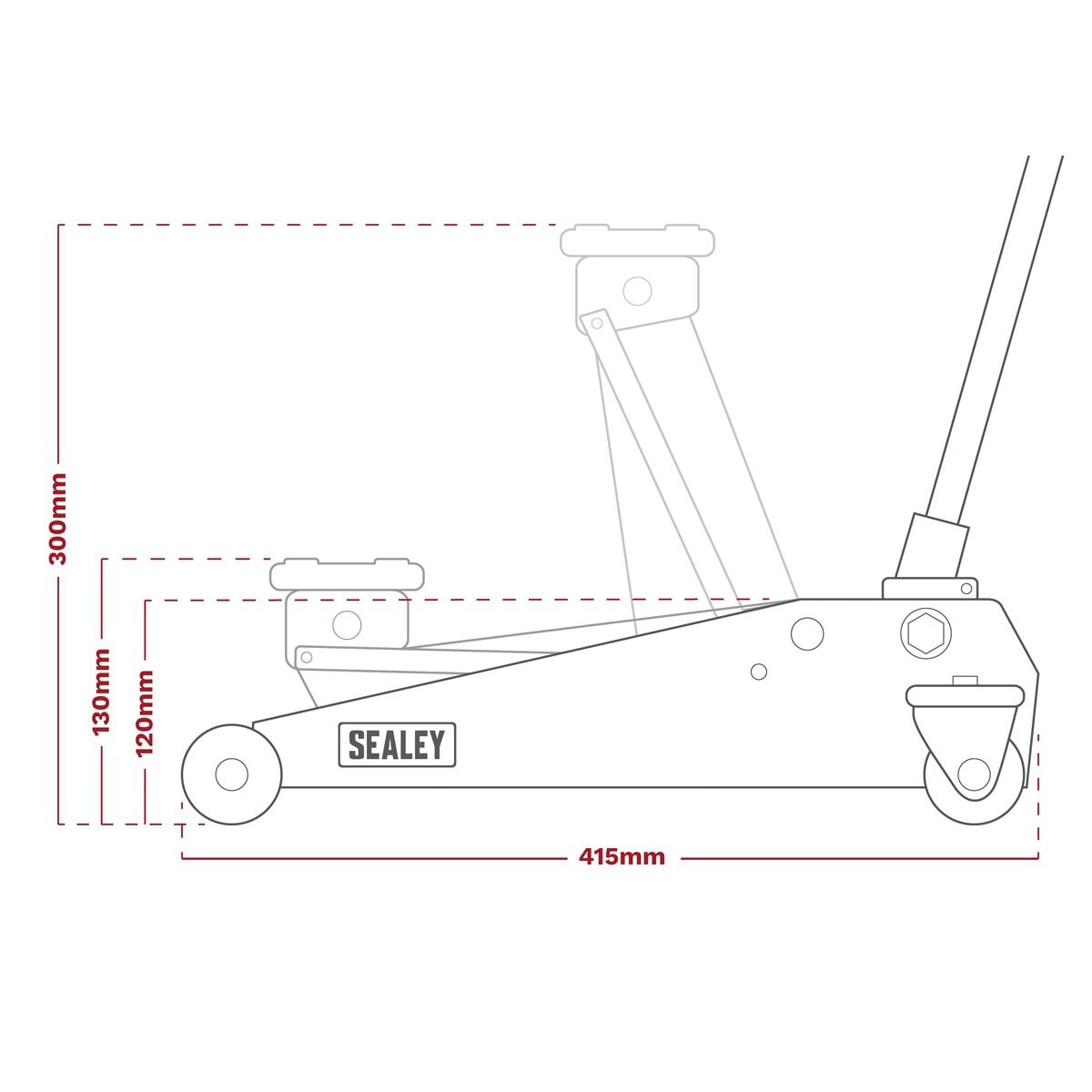 Sealey Trolley Jack 1.5 Tonne Short Chassis - Image 9