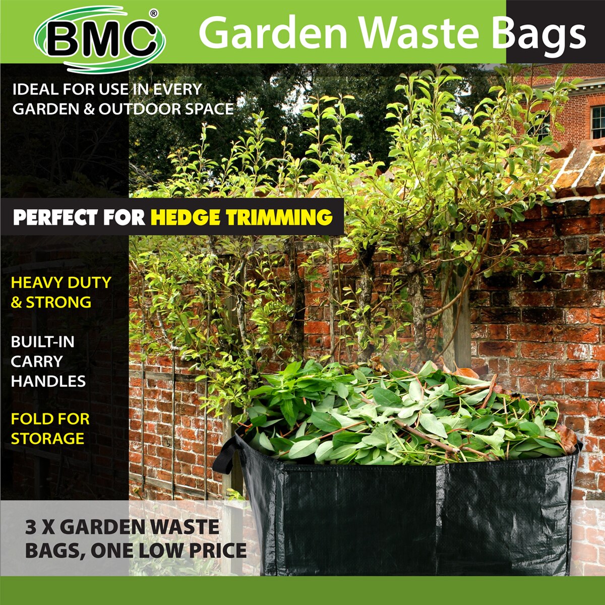 BMC Garden Bags Heavy Duty Waste Grass Sack - Set of 3 - Image 5