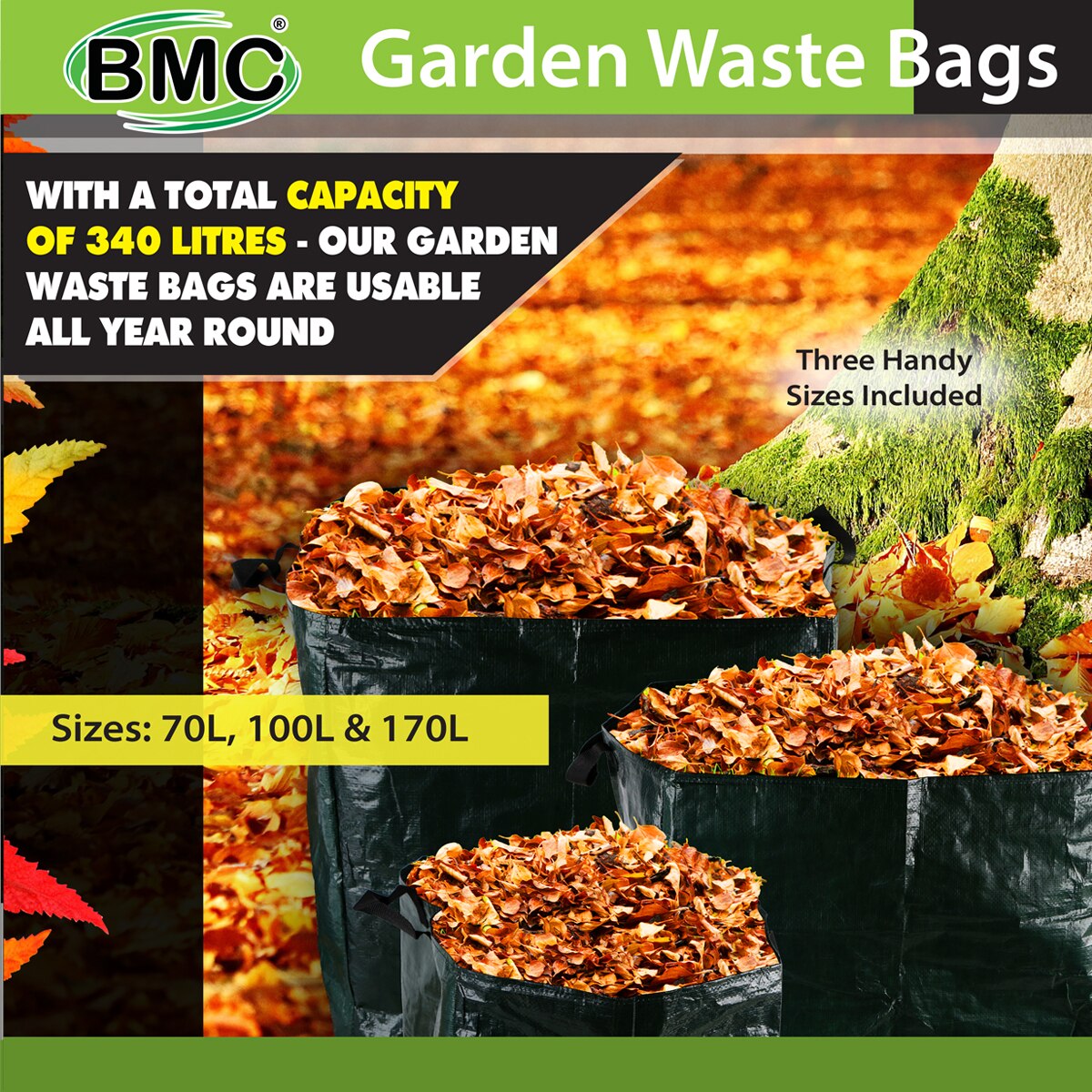 BMC Garden Bags Heavy Duty Waste Grass Sack - Set of 3 - Image 6
