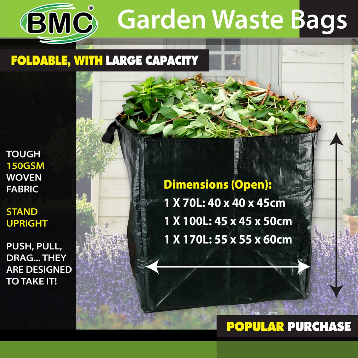 BMC Garden Bags Heavy Duty Waste Grass Sack - Set of 3 - Image 7