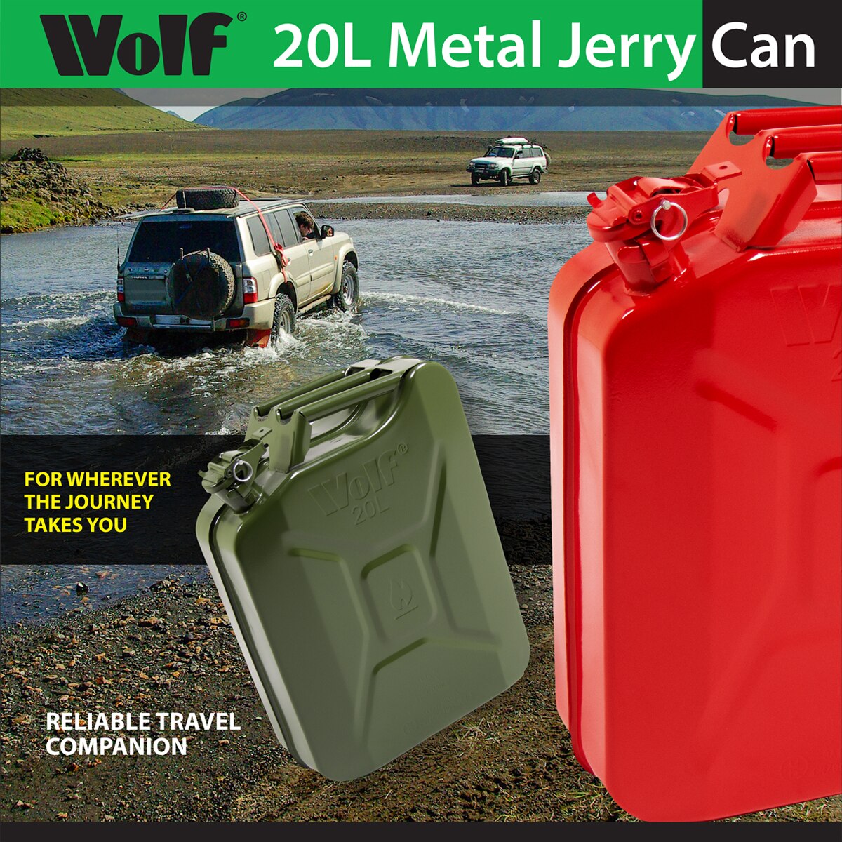 Wolf 20L Metal Jerry Can with Leak-Proof Bayonet Closure - Army Green - Image 9