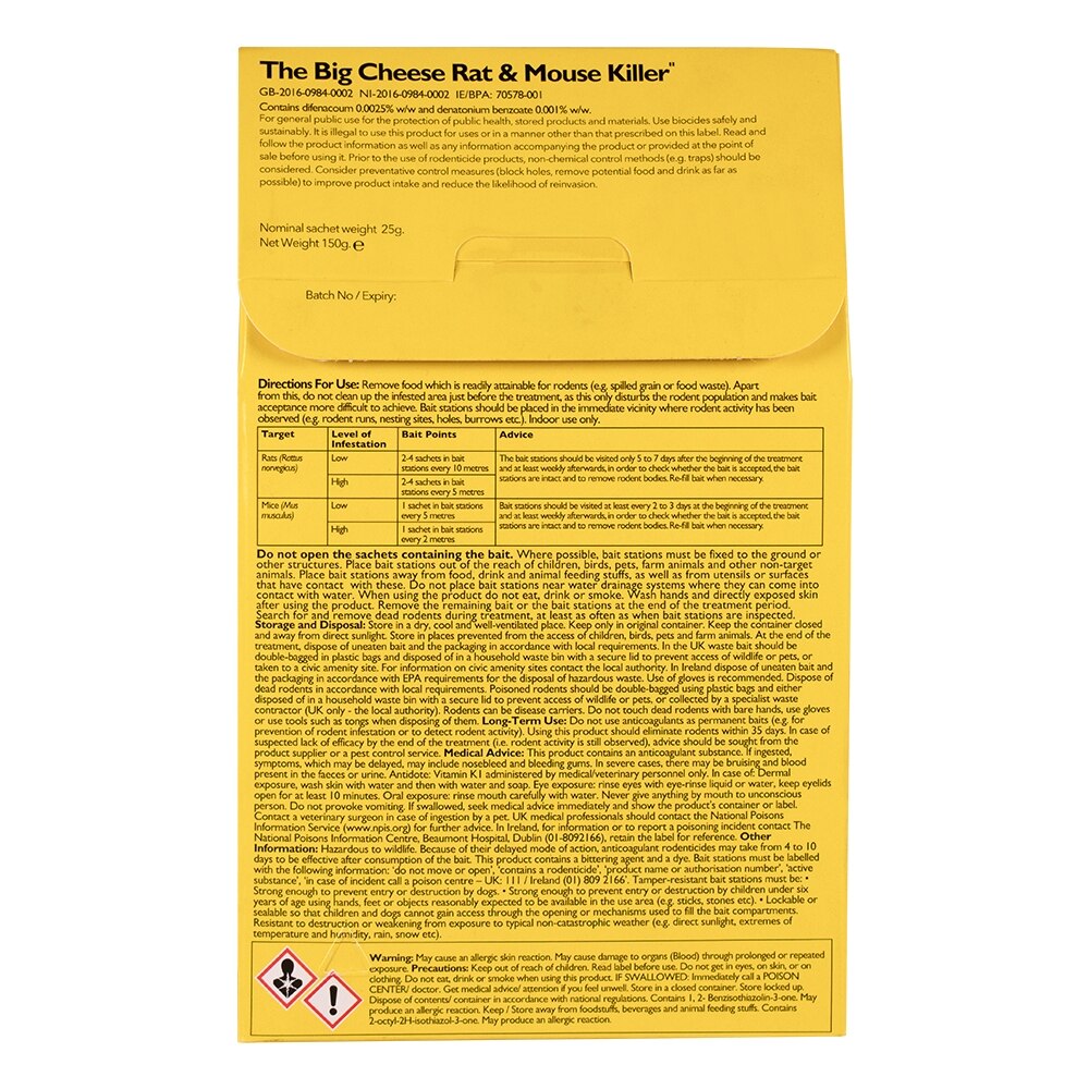 The Big Cheese - Rat & Mouse Killer Grain Bait Sachets 6 x 25g - Image 5