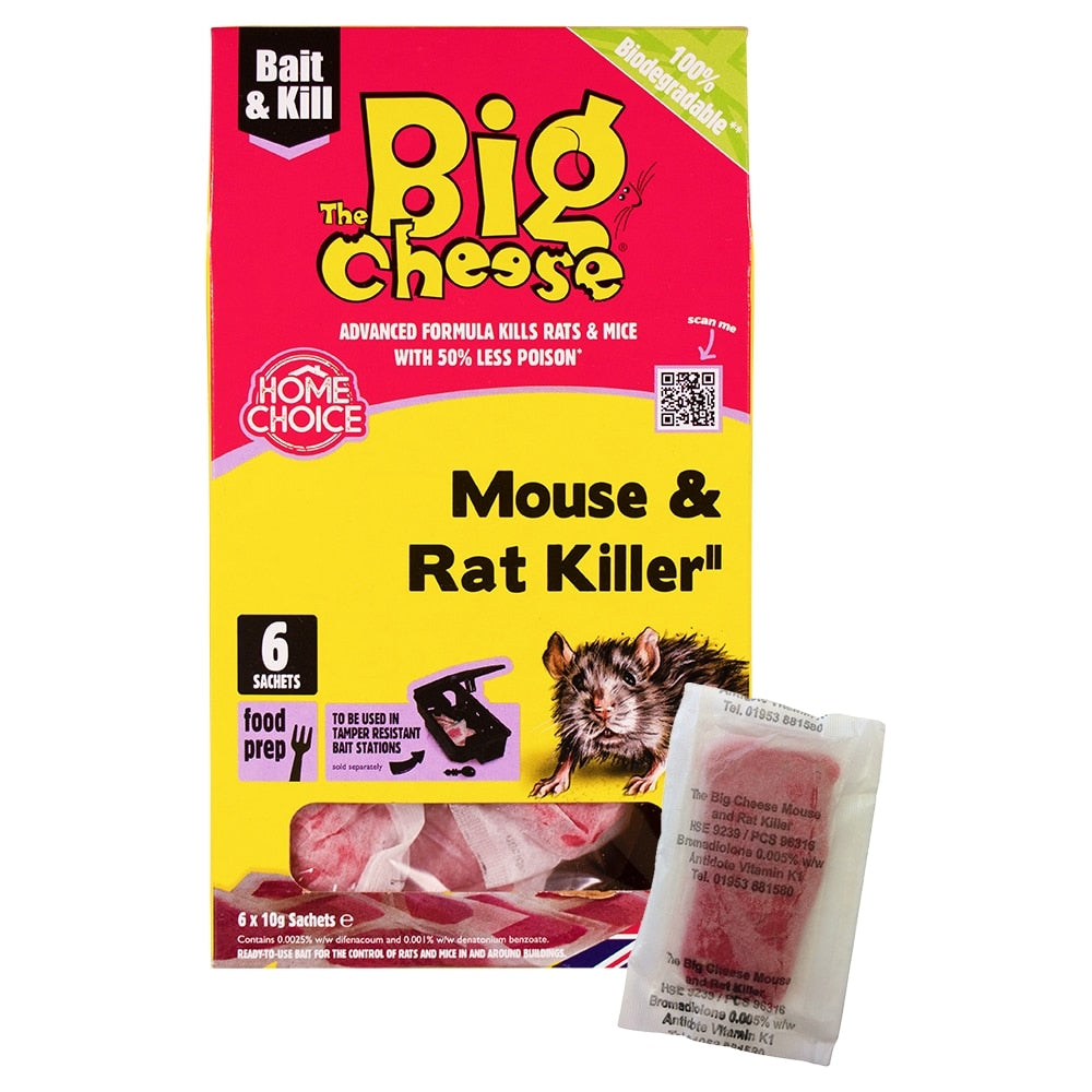 The Big Cheese - Mouse & Rat Killer Pasta Sachets 6 x 10g - Image 1