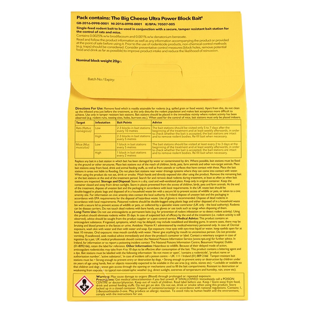 The Big Cheese - Block Bait Rodent Killer 6 x 20g - Image 4