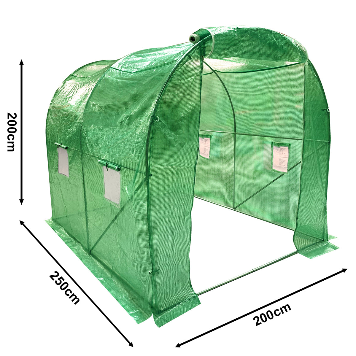 Wolf 2.5m x 2m Greenhouse Polytunnel Walk-In Garden Growhouse - Green