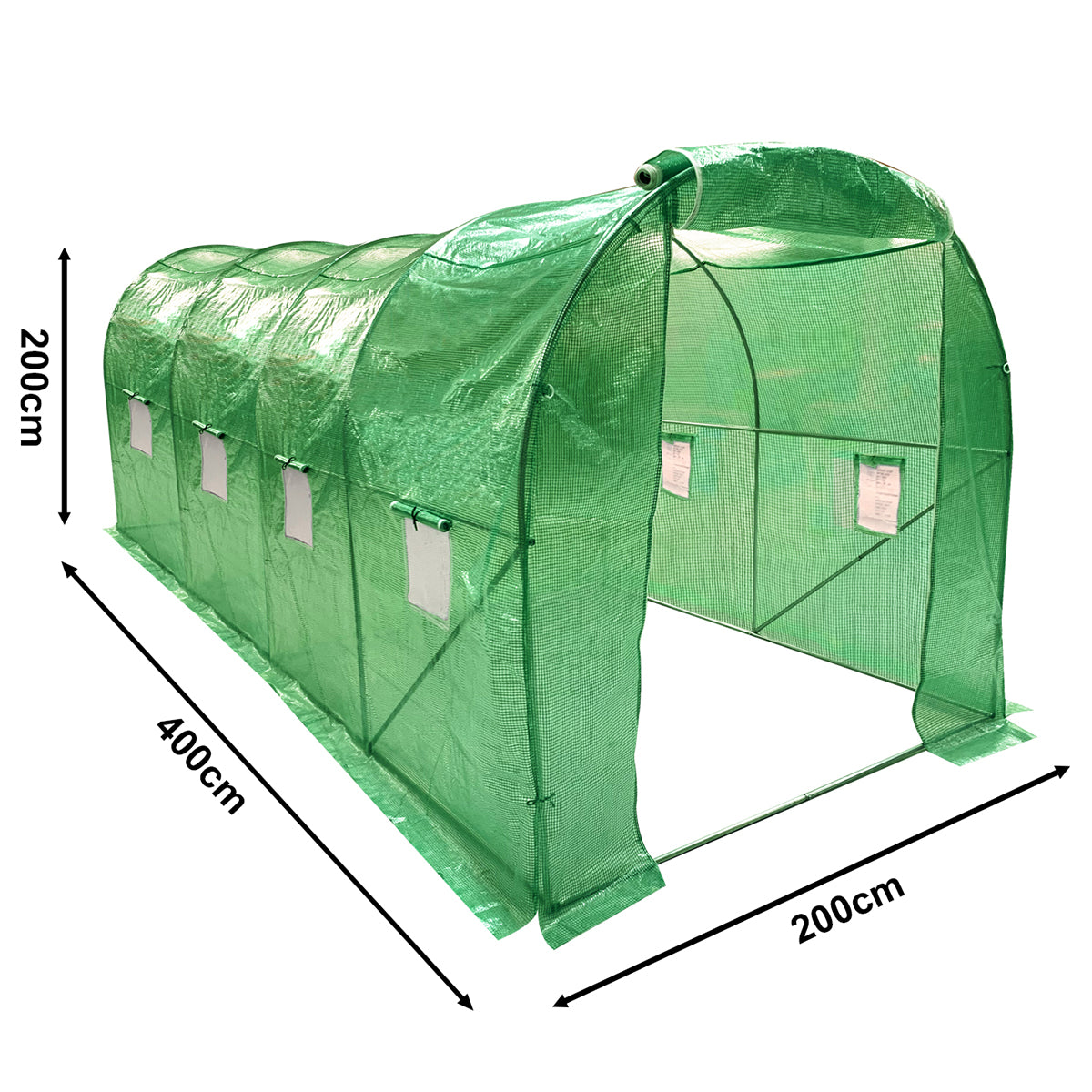 Wolf 4m x 2m Greenhouse Polytunnel Walk-In Garden Growhouse - Green
