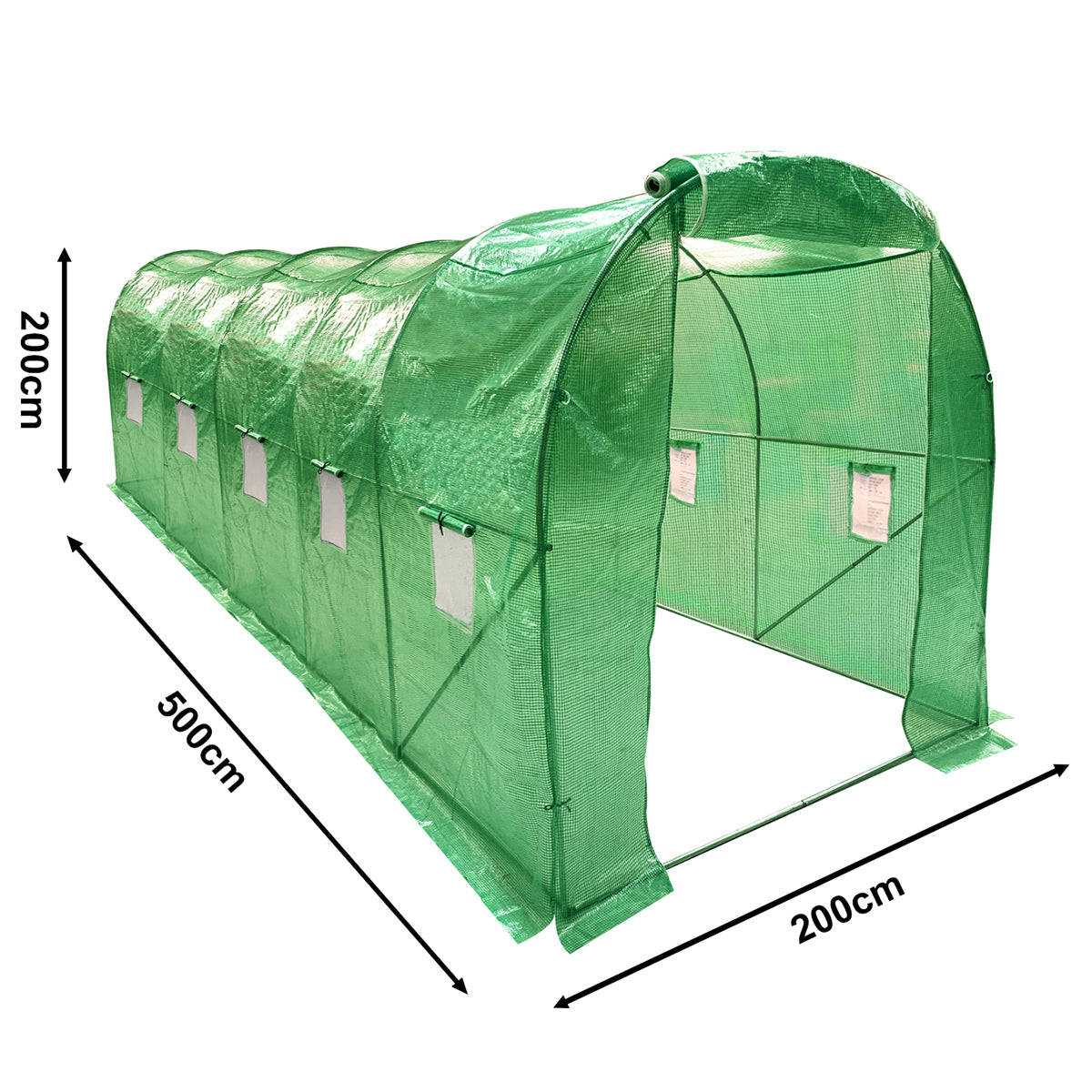 Wolf 5m x 2m Greenhouse Polytunnel Walk-In Garden Growhouse - Green