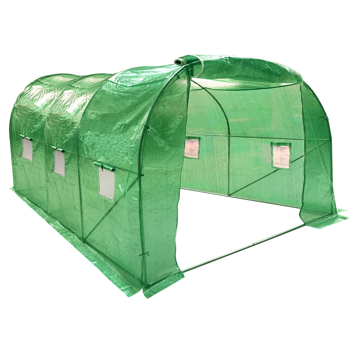 Wolf 3m x 3m Polytunnel Walk-In Garden Growhouse - Green - Image 1