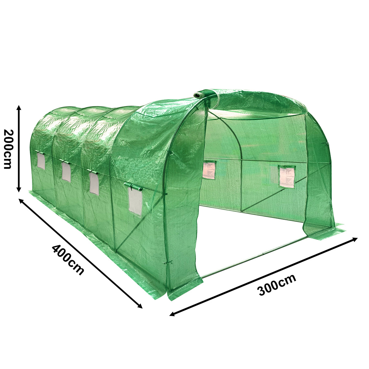 Wolf 4m x 3m Greenhouse Polytunnel Walk-In Garden Growhouse - Green