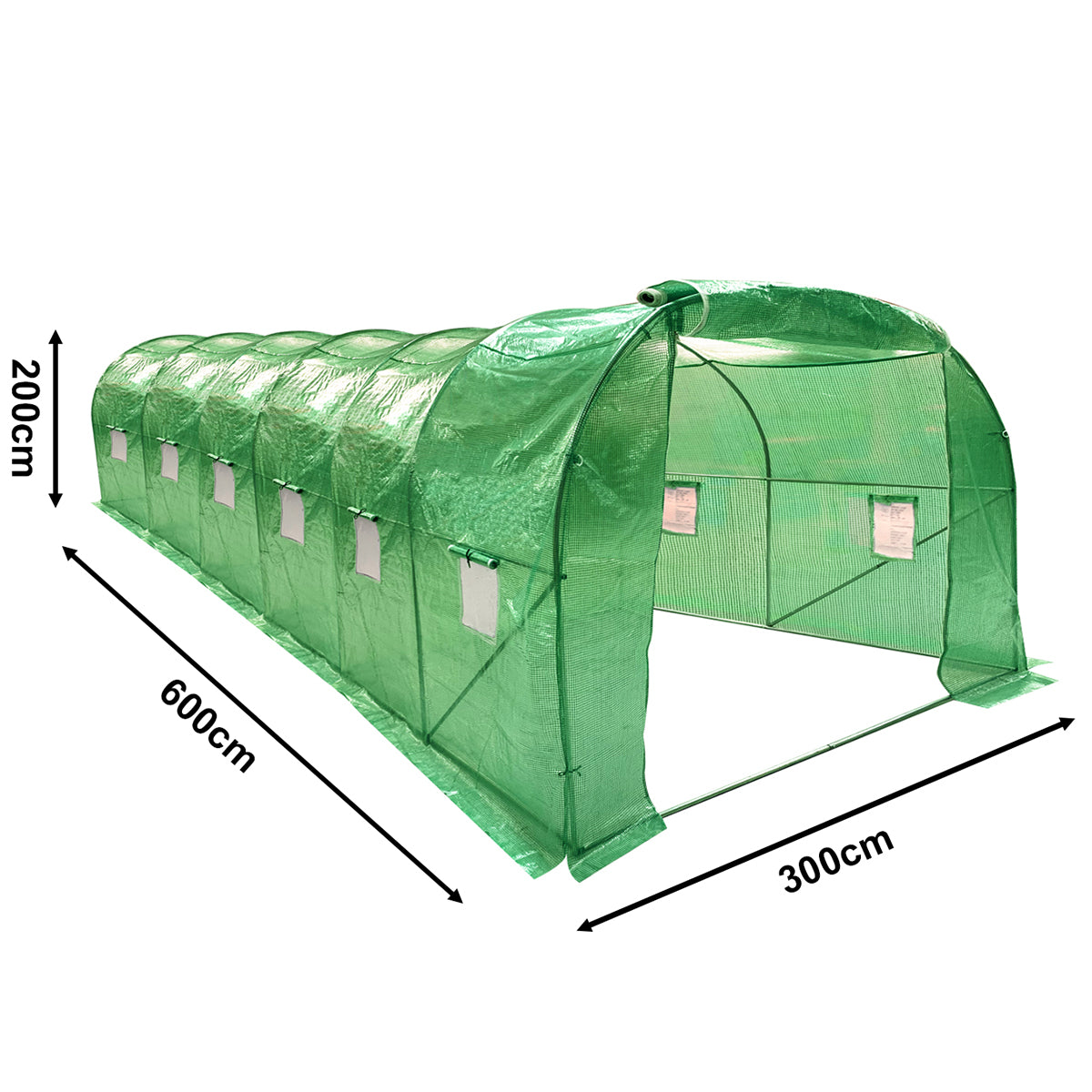 Wolf 6m x 3m Greenhouse Polytunnel Walk-In Garden Growhouse - Green