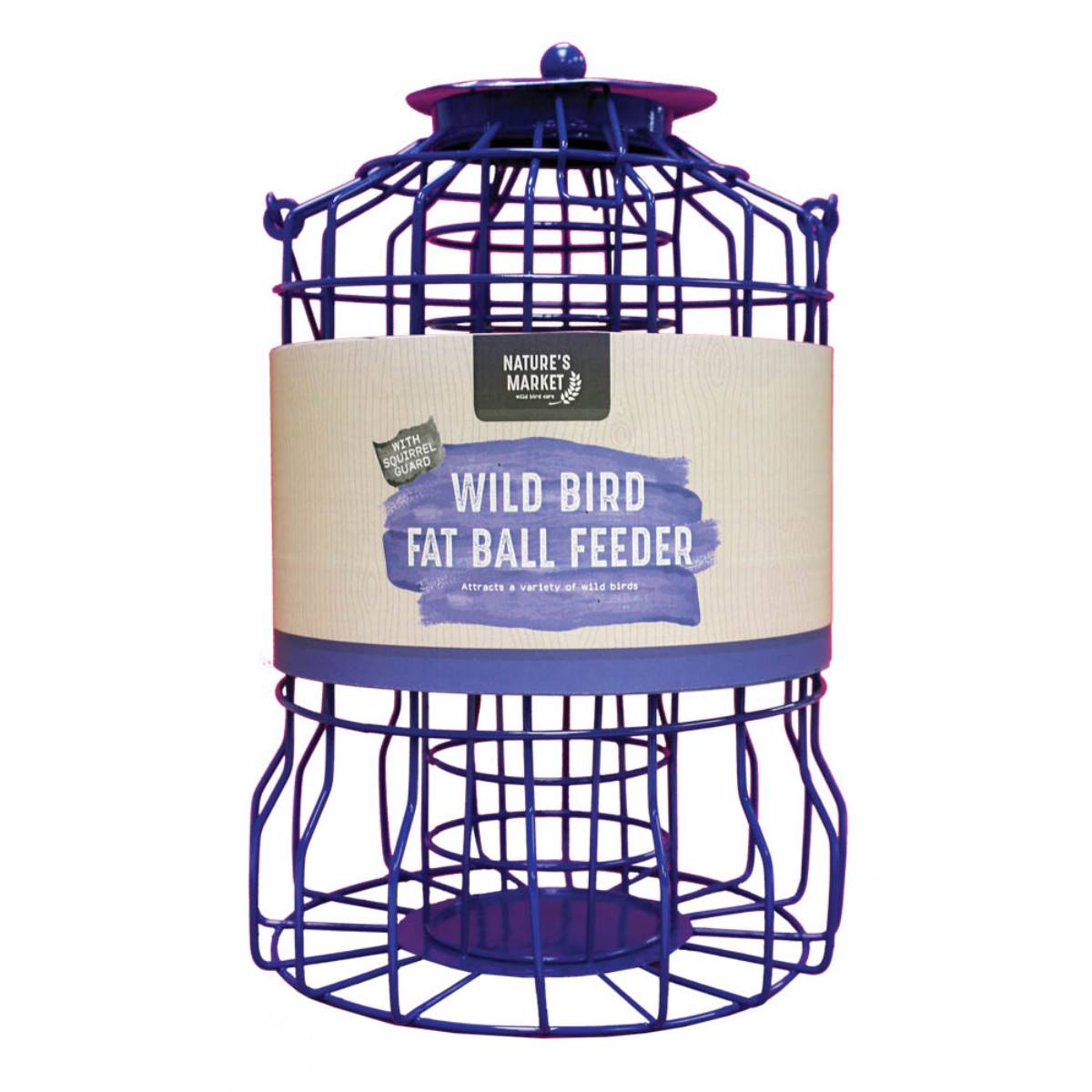 Nature's Market Wild Bird Fat Ball Feeder with Squirrel Guard - Image 1