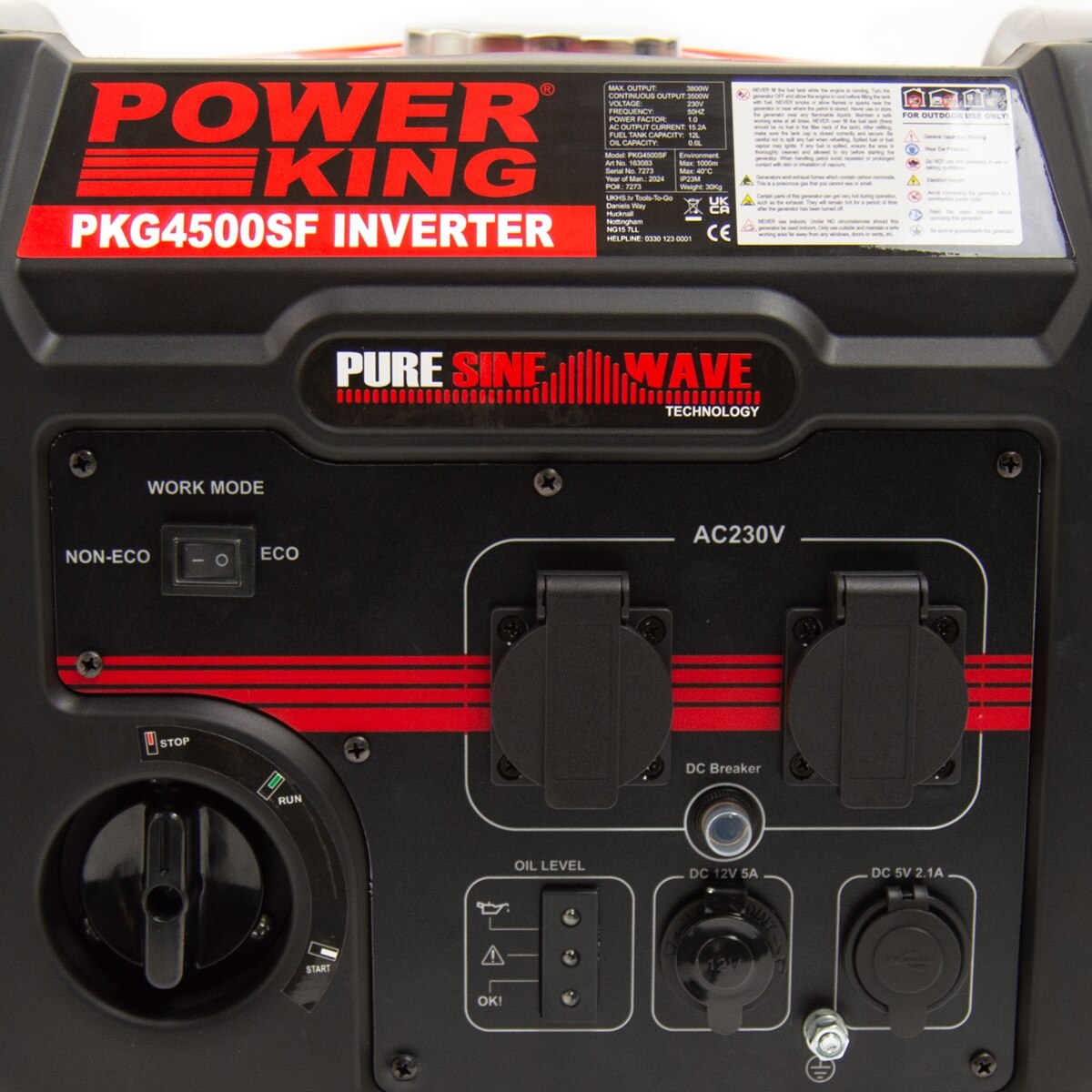 PowerKing 3800w 4.75kVA Petrol Inverter Generator PKG4500SF - Image 4