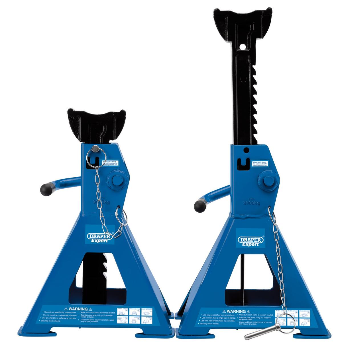 Draper Expert Pair of Pneumatic Rise Ratcheting Axle Stands, 3 Tonne - Image 2