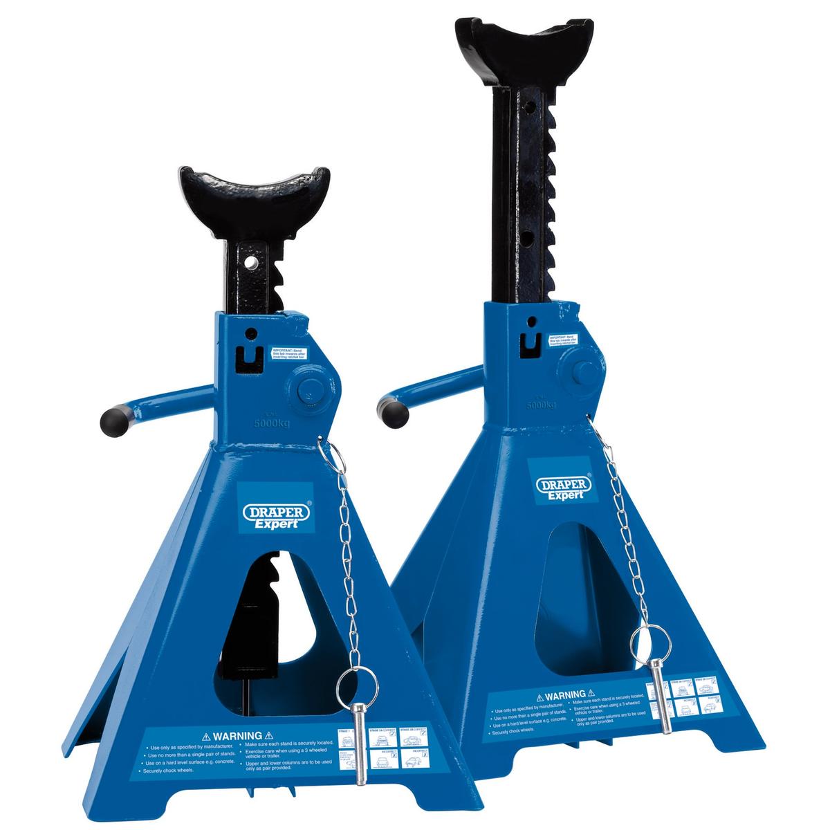 Draper Expert Pair of Pneumatic Rise Ratcheting Axle Stands, 5 Tonne - Image 1