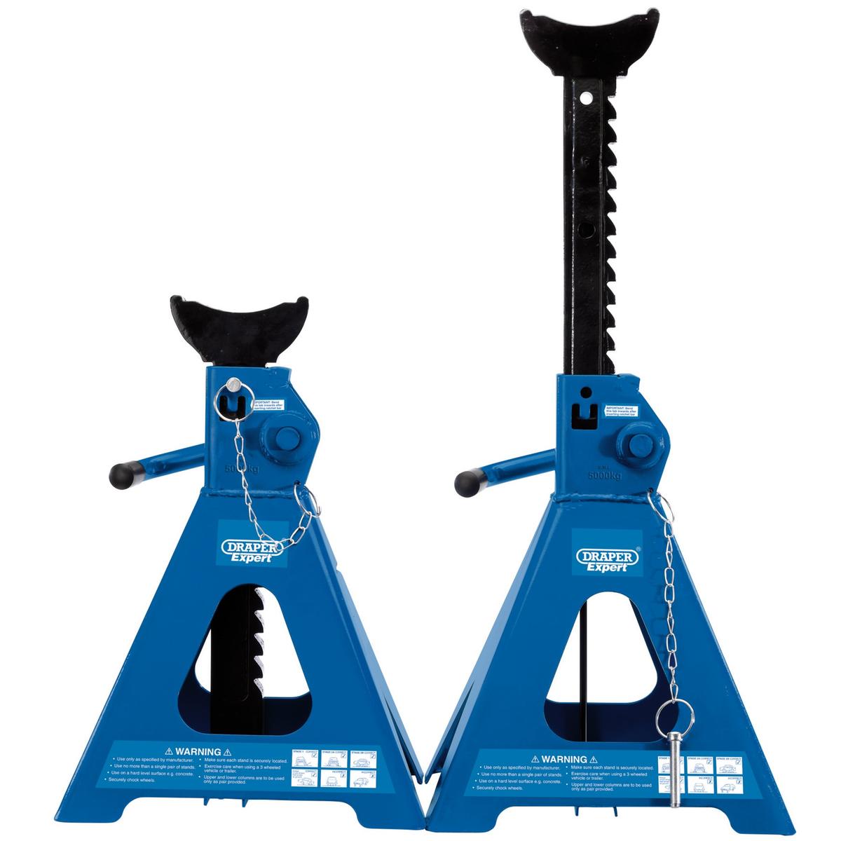 Draper Expert Pair of Pneumatic Rise Ratcheting Axle Stands, 5 Tonne - Image 2
