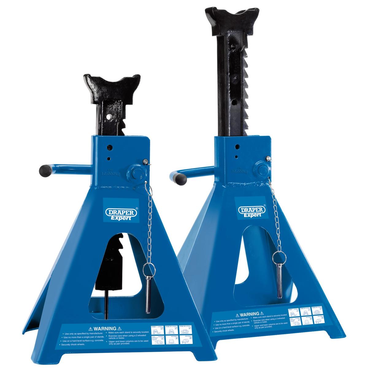 Draper Expert Pneumatic Rise Ratcheting Axle Stands, 10 Tonne (Pair) - Image 1