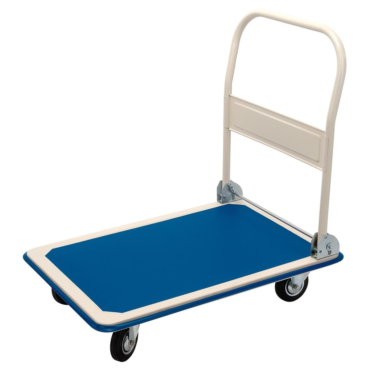 Draper Platform Trolley with Folding Handle, 900 x 600 x 850mm, 300kg - Image 1