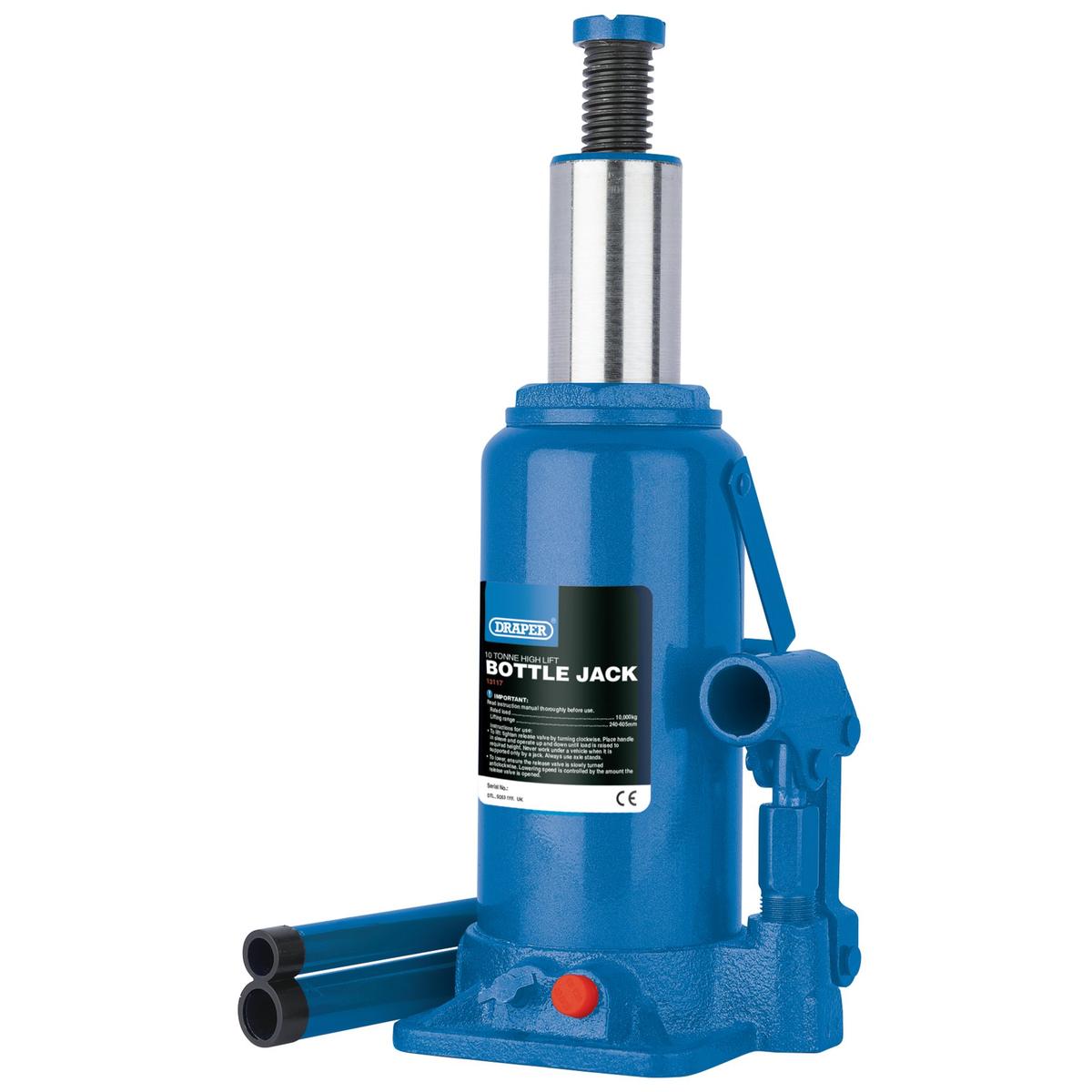 Draper High Lift Hydraulic Bottle Jack, 10 Tonne - Image 2