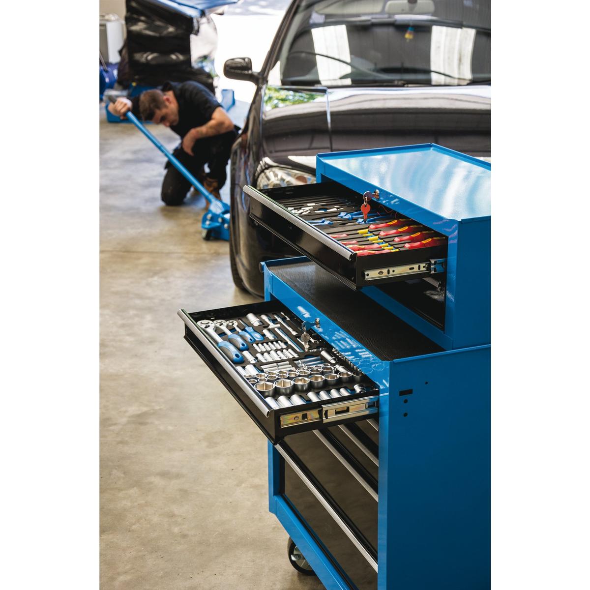 Draper Roller Tool Cabinet, 5 Drawer, 26", Blue - Image 2