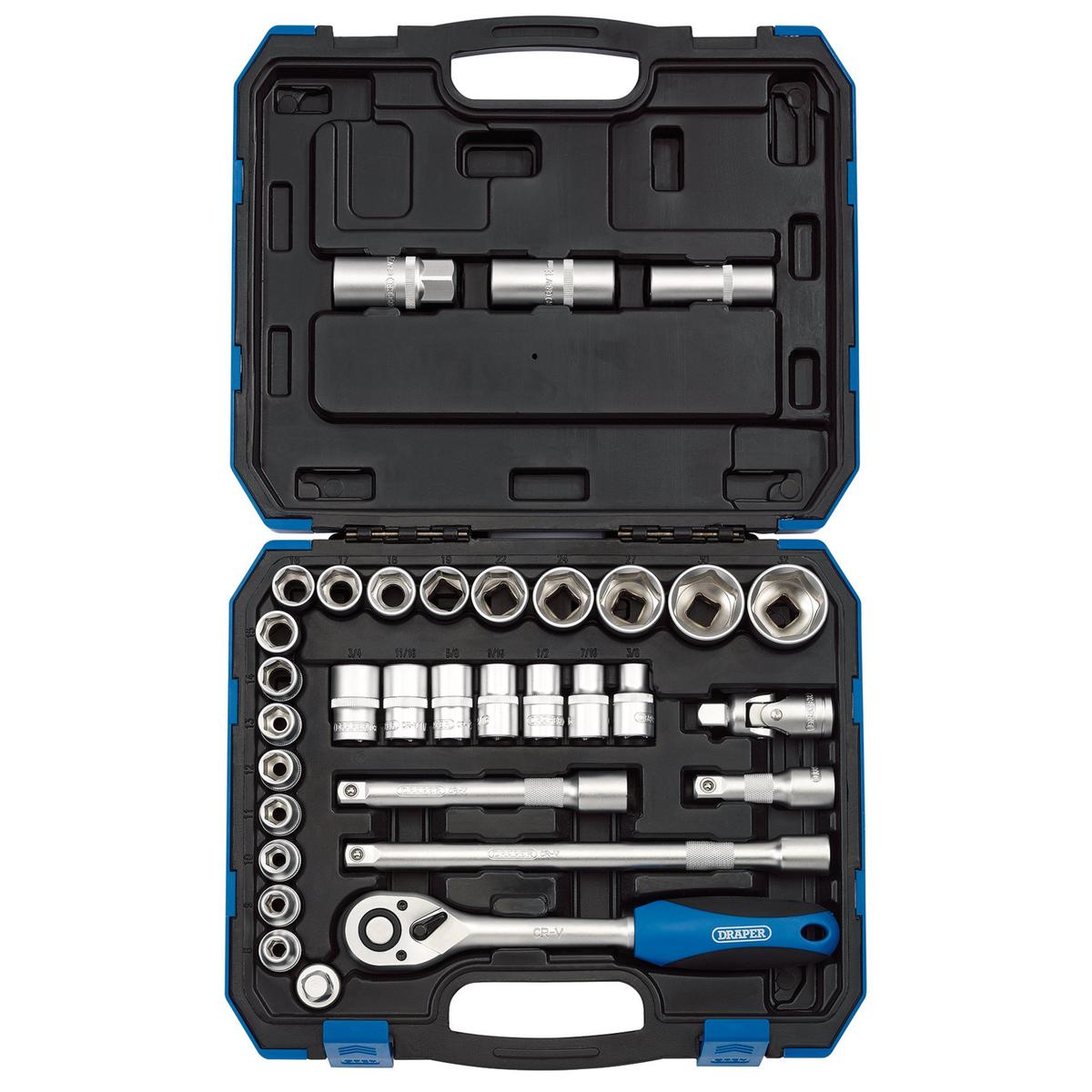 Draper Combined MM/AF Socket Set, 1/2" Sq. Dr. (33 Piece) - Image 1