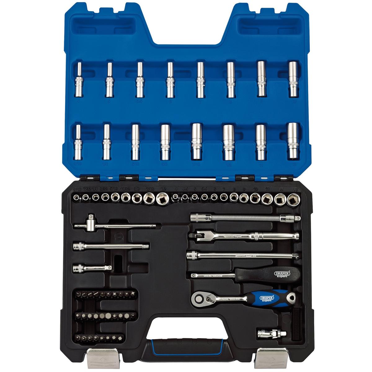 Draper Expert MM/AF Combined Socket Set, 1/4" Sq. Dr. (75 Piece) - Image 1