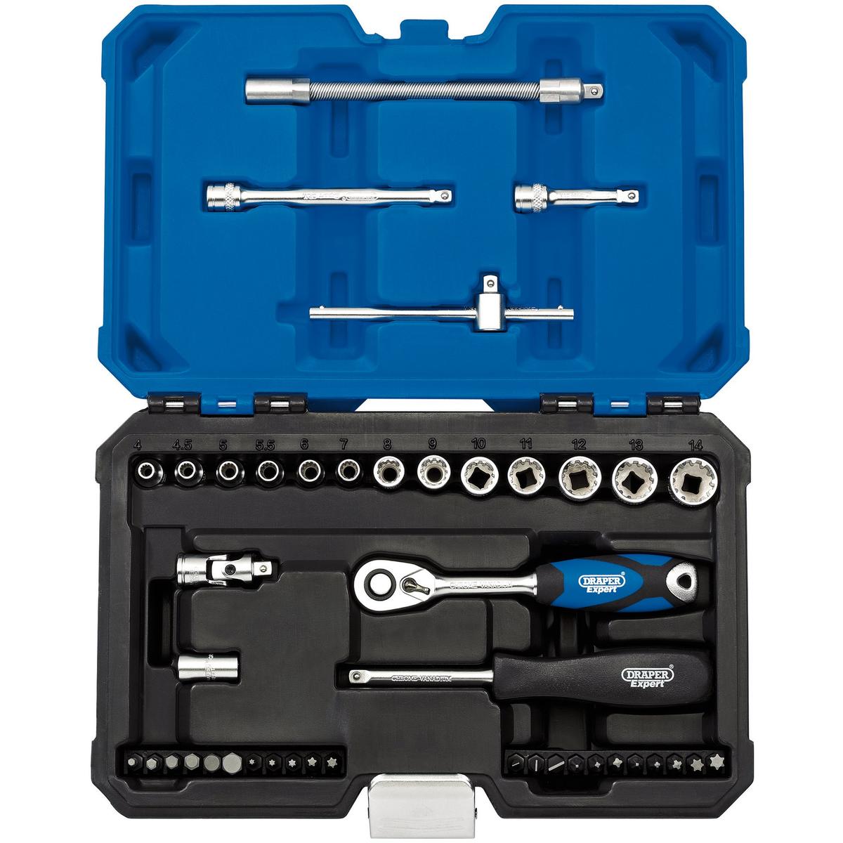 Draper Expert Multi-Drive Metric Socket Set, 1/4" Sq. Dr. (43 Piece) - Image 1