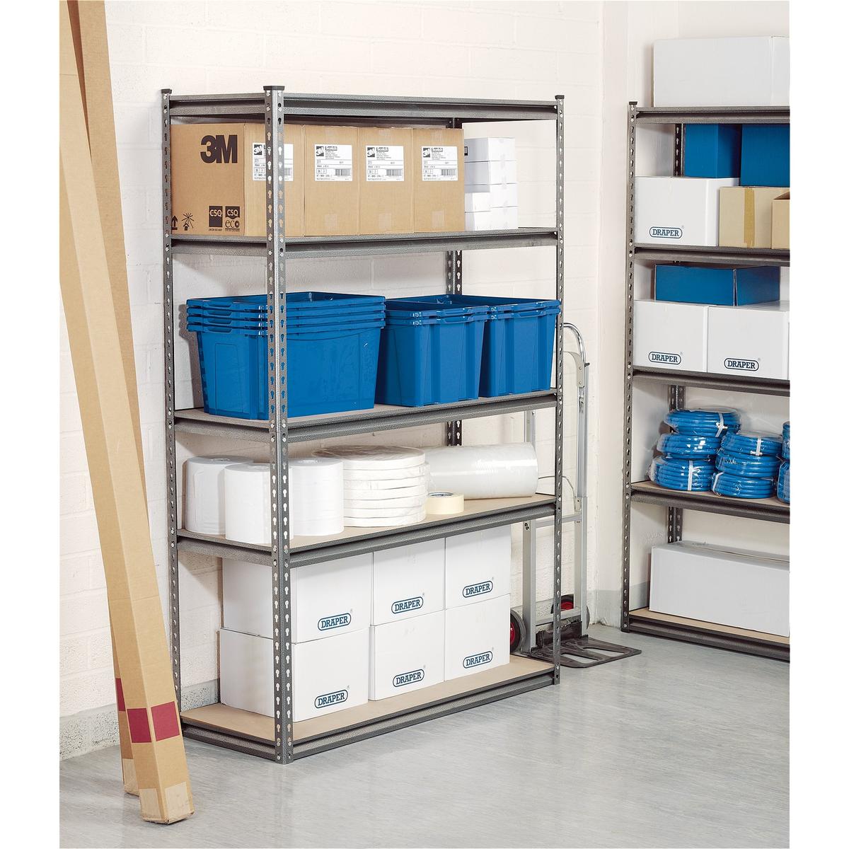 Draper Expert Heavy Duty Steel Shelving Unit, 5 Shelves, L1220 x W450 x H1830mm - Image 3
