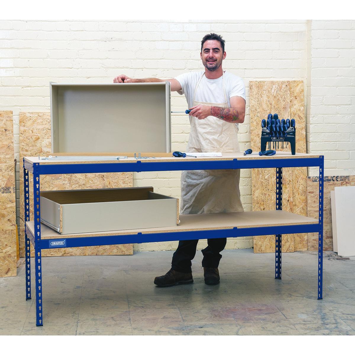 Draper Steel Workbench, 1800 x 600 x 900mm - Image 3