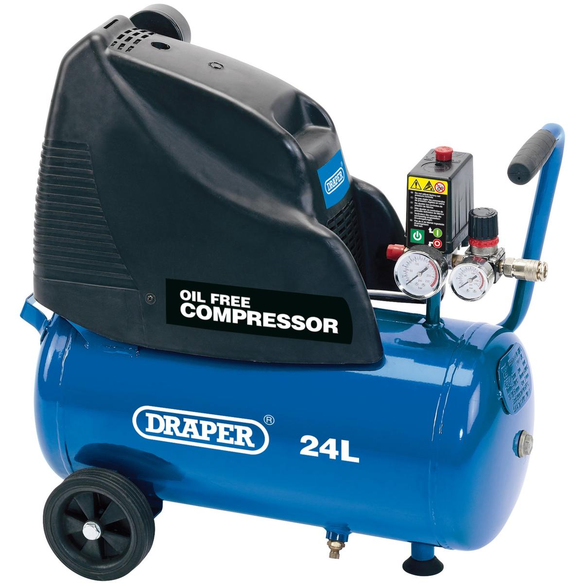 Draper 24L Oil-Free Direct Drive Air Compressor, 1.1kW/1.5hp - Image 1