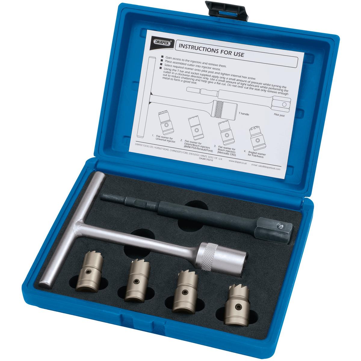 Draper Expert Diesel Injector Seat Cutter Set (6 Piece) - Image 1