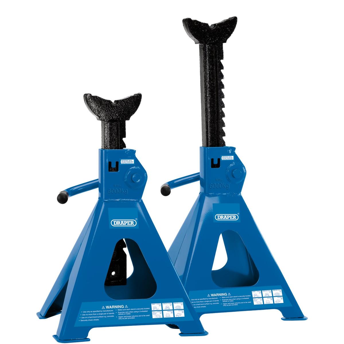 Draper Ratcheting Axle Stands, 6 Tonne (Pair) - Image 1