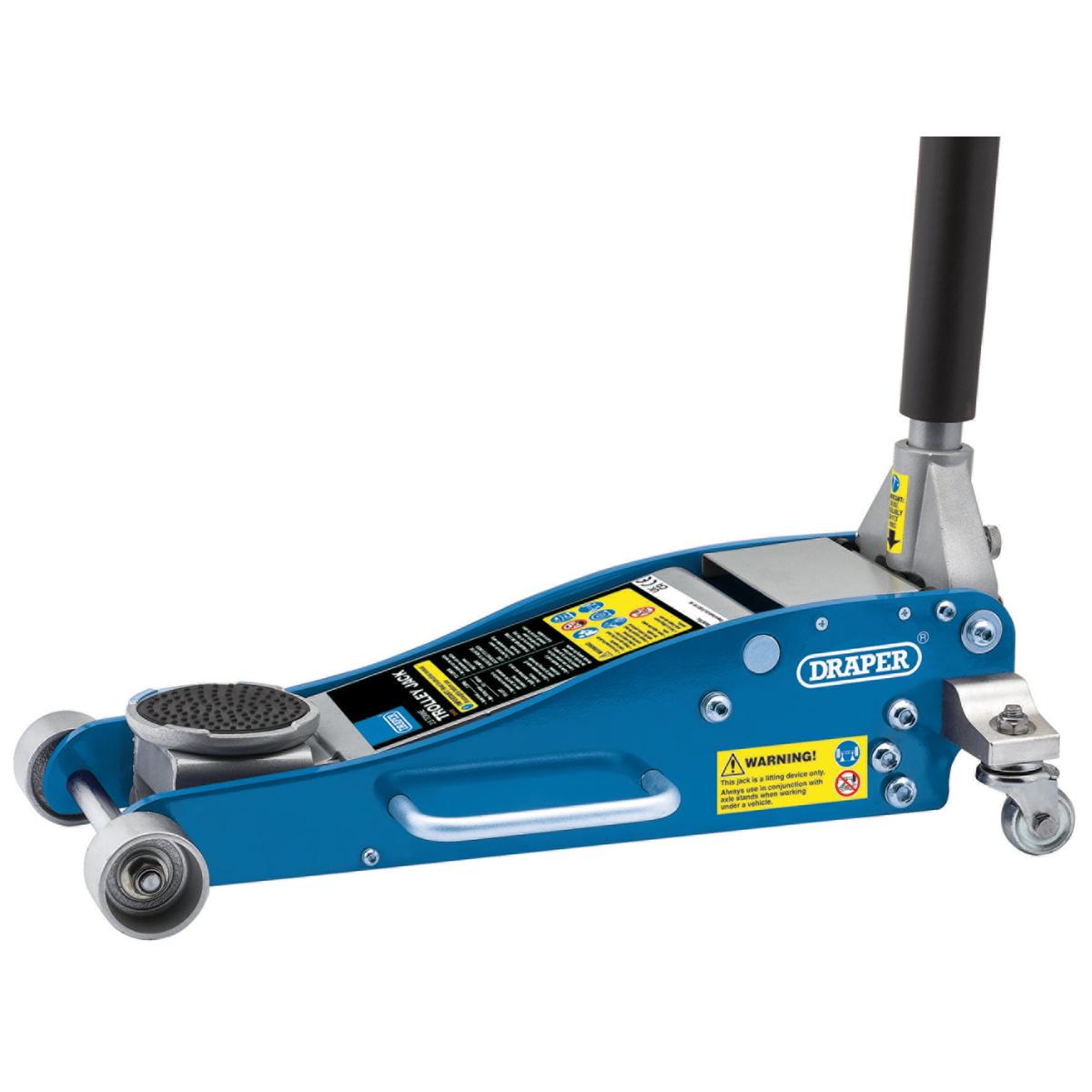 Draper Aluminium and Steel Low Profile Trolley Jack, 2.5 Tonne - Image 1