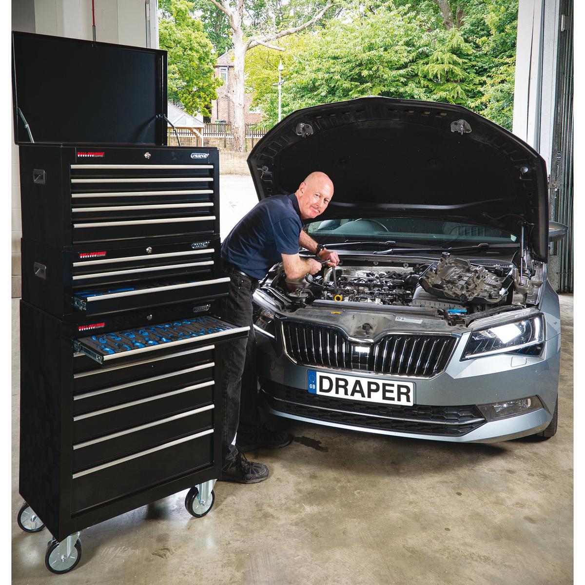 Draper Roller Tool Cabinet, 7 Drawer, 26", Black - Image 3