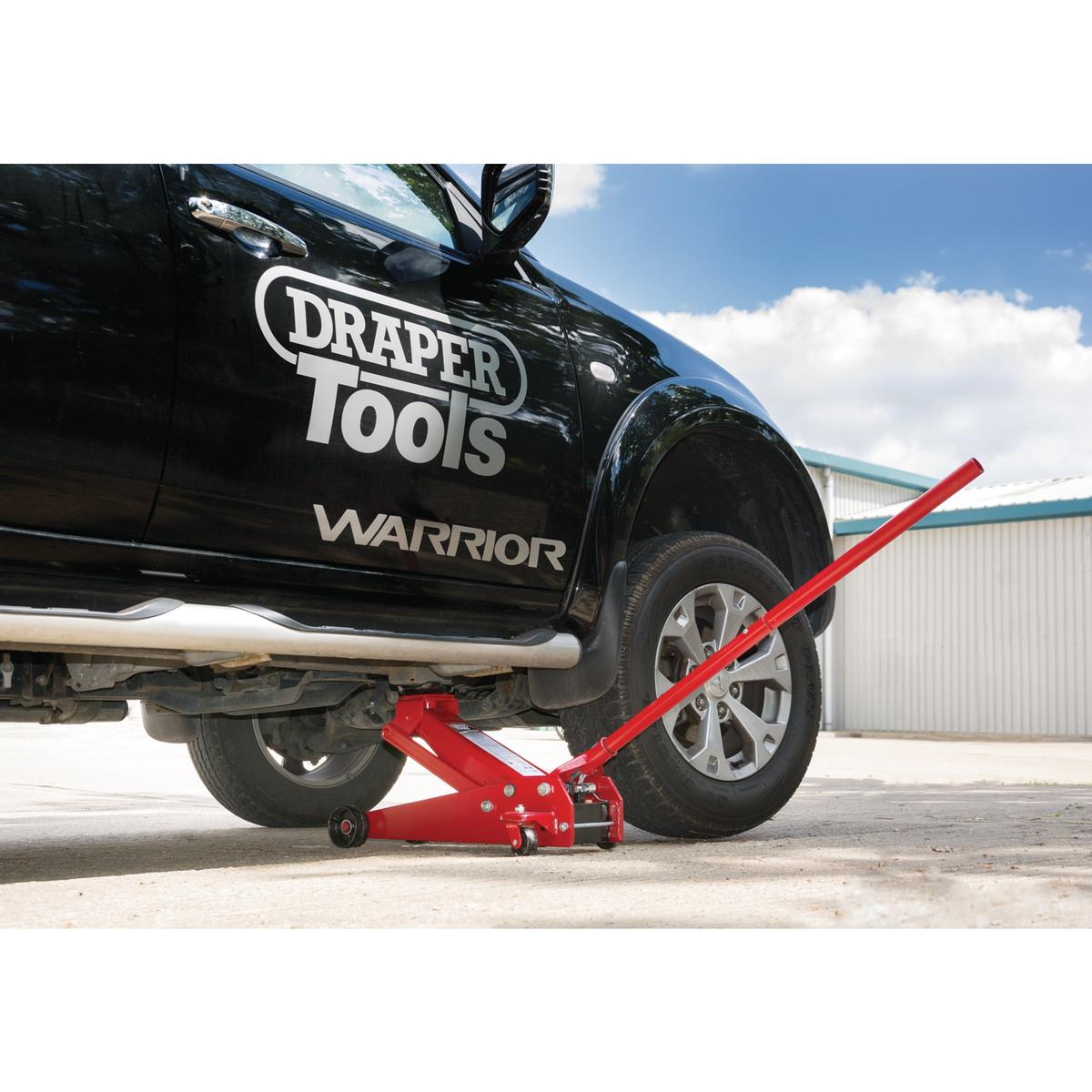 Draper Heavy Duty Garage Trolley Jack, 3 Tonne, Red - Image 2