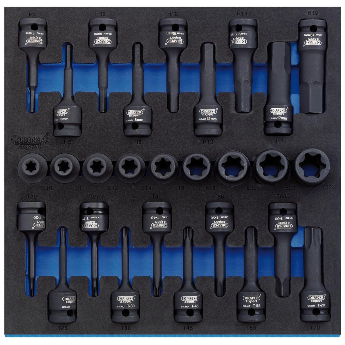 Draper Expert Draper TX-STAR Impact & Hex Socket Set in 1/2 Drawer EVA Insert Tray, 1/2" Sq. Dr. - Image 1
