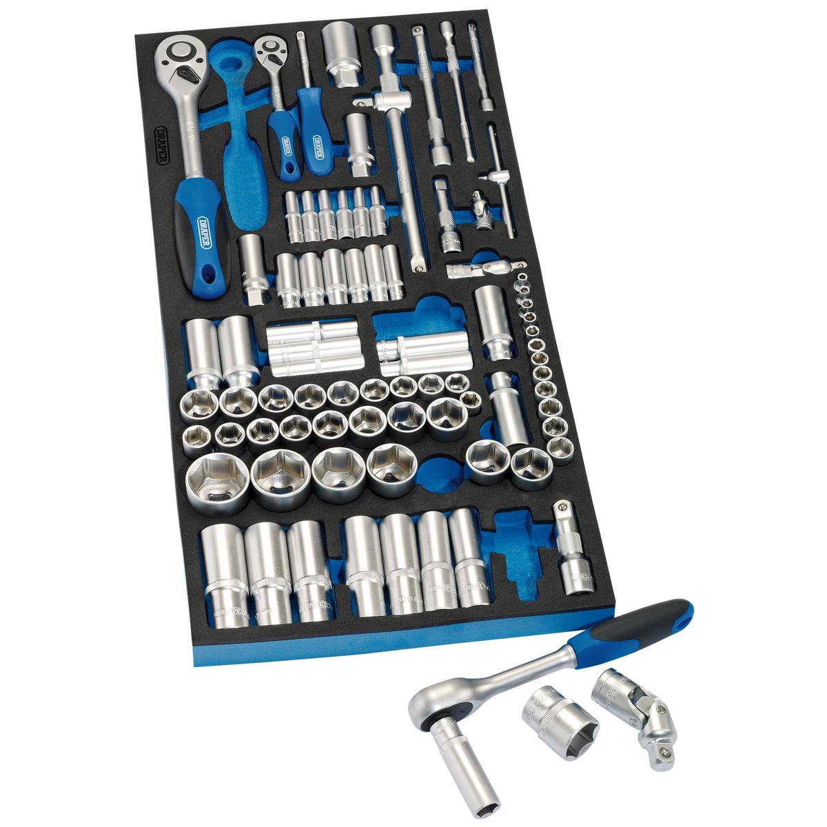 Draper Socket Set in Full Drawer EVA Insert Tray, 1/4", 3/8", and 1/2" (84 Piece) - Image 2