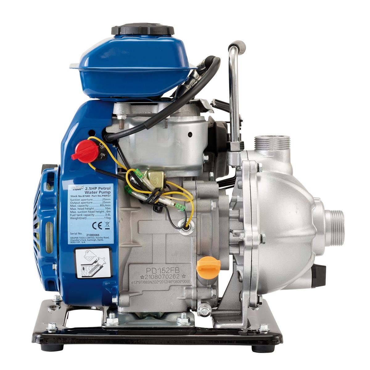 Draper Expert Petrol Water Pump, 85L/min, 2.5HP - Image 2