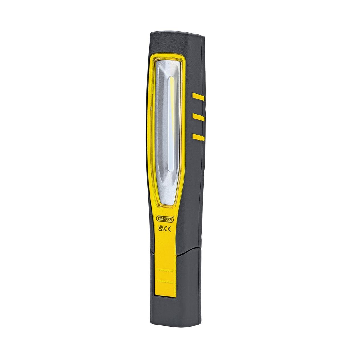 Draper COB/SMD LED Rechargeable Inspection Lamp, 10W, 1,000 Lumens, Yellow - Image 1