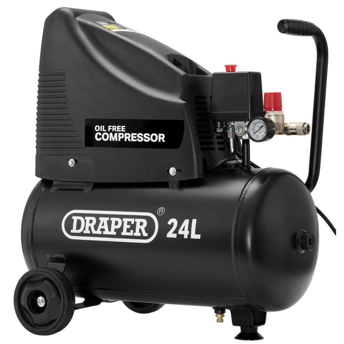 Draper 230V 24L Oil-Free Compressor, 1.1kW/1.5hp and Air Tool Kit 90126