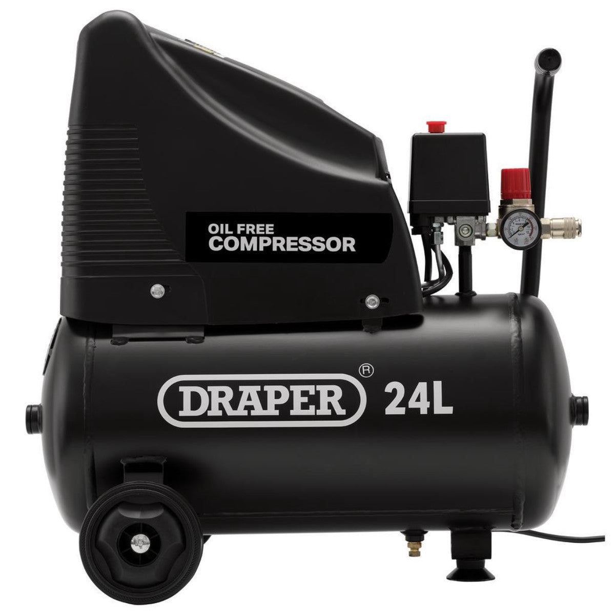 Draper 230V 24L Oil-Free Compressor, 1.1kW/1.5hp and Air Tool Kit 90126