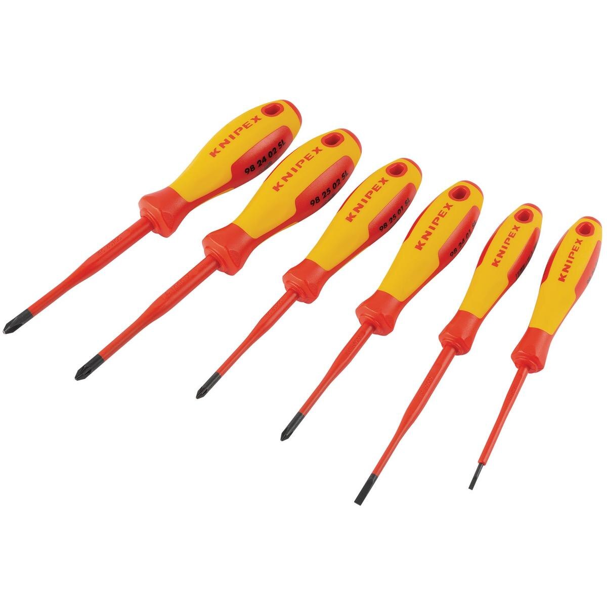 KNIPEX 00 20 12 VO4 VDE Insulated Slotted/Phillips/Pozidriv Screwdriver Set (6 Piece) - Image 2