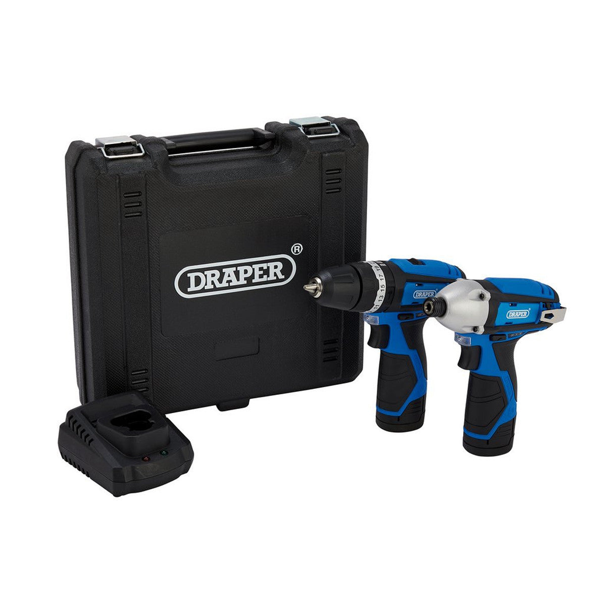 Draper 12V Combi Drill & Impact Driver, 2 x 1.5Ah Batteries, 1 x Fast Charger 70257