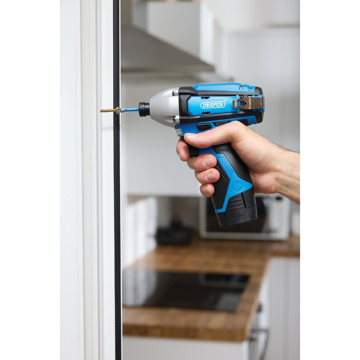 Draper 12V Impact Driver, 1/4" Hex., 1 x 1.5Ah Battery, 1 x Fast Charger - Image 3