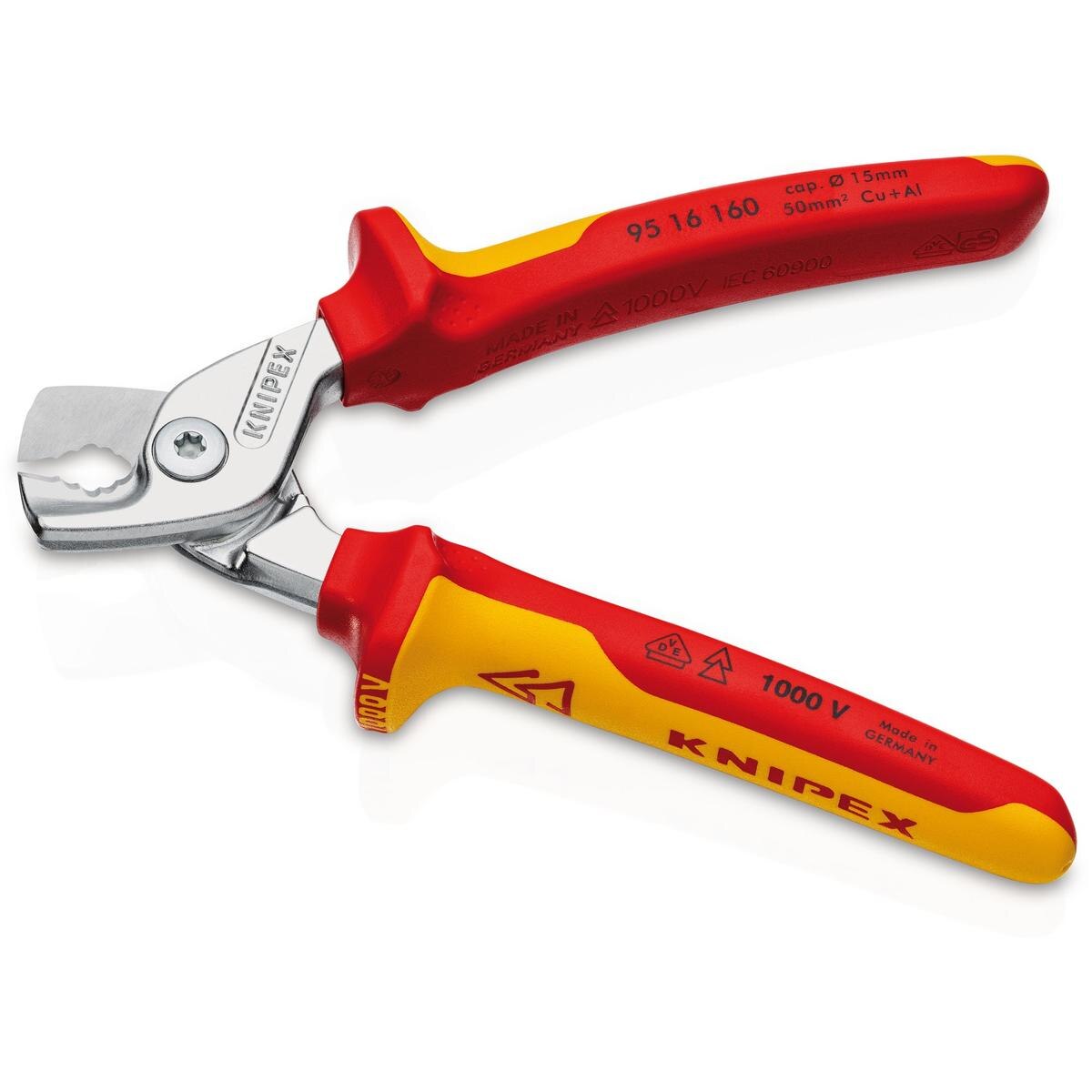 KNIPEX 95 16 160 SB StepCut VDE Insulated Cable Shears, 160mm - Image 2