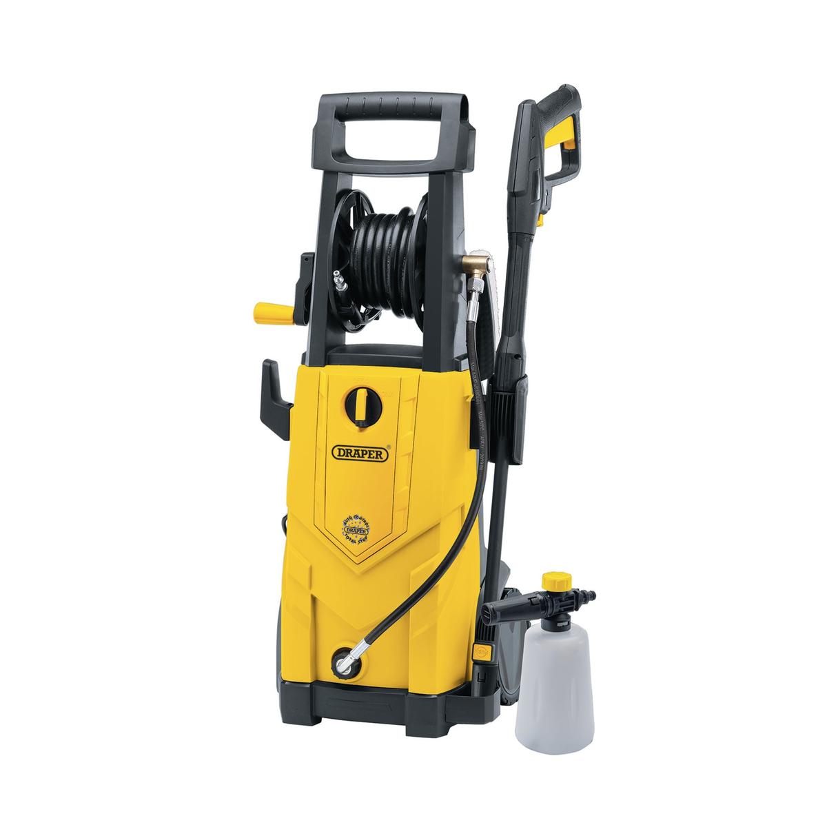 Draper 230V Pressure Washer, 2200W, 165Bar, Yellow - Image 1