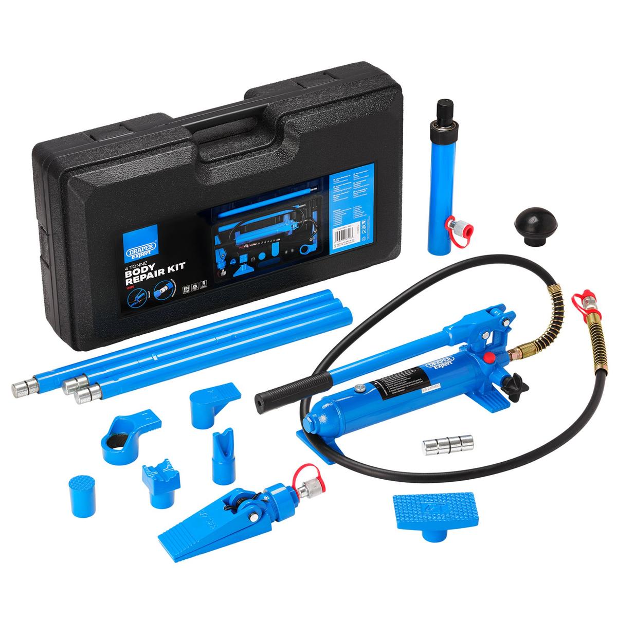 Draper Expert Hydraulic Body Repair Kit, 4 Tonne (15 Piece) - Image 1