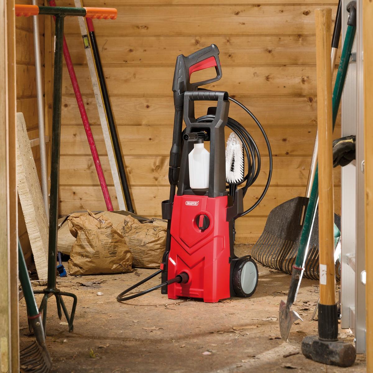 Draper 230V Pressure Washer, 1600W, 135Bar, Red - Image 9