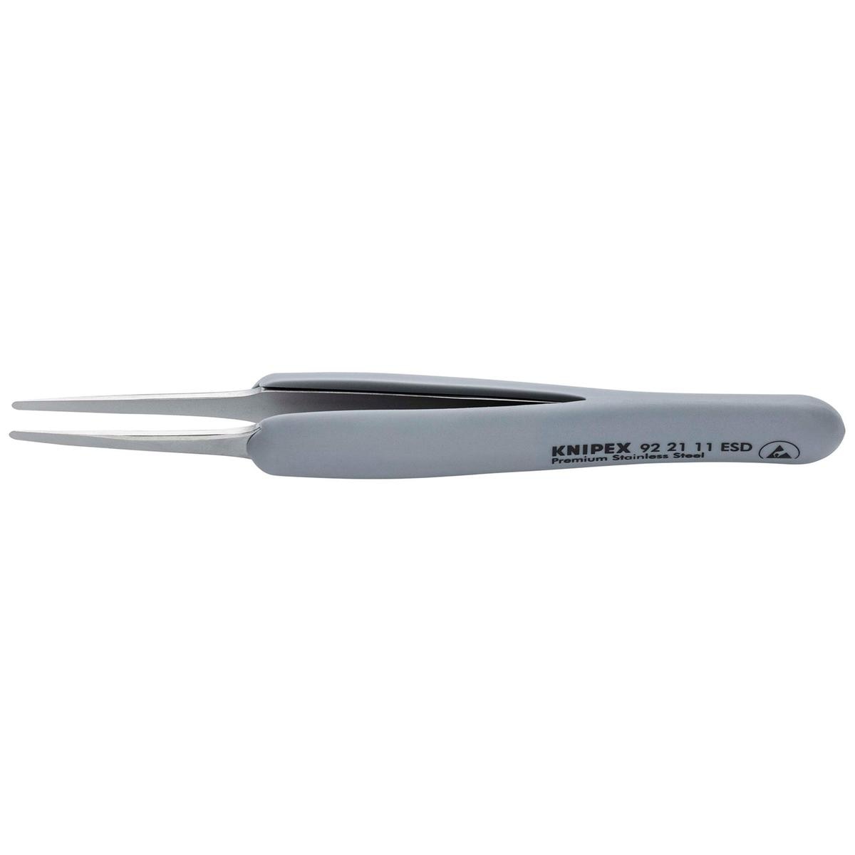 KNIPEX 92 21 11 ESD Precision Tweezers with rubber handles ESD, 123mm - Image 1